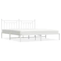 vidaXL Bedframe met hoofdeinde, metaal, wit, 193x203 cm