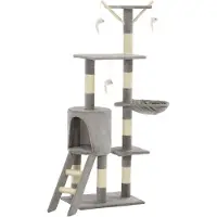 vidaXL Kattenkrabpaal met sisal krabpalen 138 cm grijs