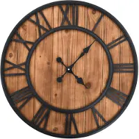 vidaXL Wandklok vintage-stijl quartz-mechanisme XXL 60 cm hout metaal