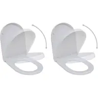 vidaXL Toiletbrillen met soft-close deksels 2 st kunststof wit