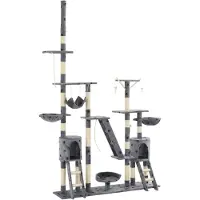 vidaXL Kattenpaal met sisal krabpalen 230-250 cm pootafdrukken grijs