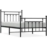vidaXL Bedframe met hoofdeinde en voeteneinde, zwart metaal, 100x190 cm