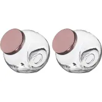 Urban Living Snoeppot/voorraadpot - 2x - 1,6L - glas - met koperen deksel