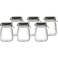 Urban Living Weckpot/inmaakpot - 6x - 1,5L - glas - met beugelsluiting - mat zwarte deksel