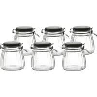 Urban Living Weckpot/inmaakpot - 6x - 1L - glas - met beugelsluiting - mat zwarte deksel