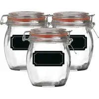 Urban Living Weckpot/inmaakpot - 6x - 750 ml - glas - met beugelsluiting - incl. etiketten