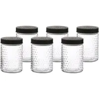 Urban Living Voorraadpot/bewaarpot Roma - 6x - 1L - glas - zwart - D12 x H17 cm