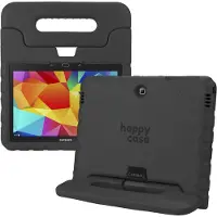 HappyCase Kinder Tablethoes Geschikt voor Samsung Galaxy Tab 4 10.1 | Kindvriendelijke Hoes | Beschemhoes | Kinderhoes | met Handvat en Standaard | Zwart