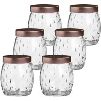 Urban Living Voorraadpot/bewaarpot Beau - 10x - 1L - glas - koperen deksel - D13 x H13 cm