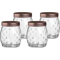 Urban Living Voorraadpot/bewaarpot Beau - 4x - 2L - glas - koperen deksel - D13 x H22 cm