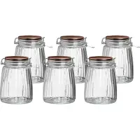 Urban Living Weckpot/inmaakpot - 6x - 1,5L - glas - met beugelsluiting - koperen deksel