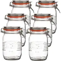 Urban Living Voorraadpot/bewaarpot - 10x - 1L - glas - met beugelsluiting - D14 x H17 cm