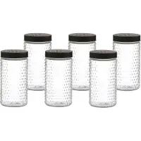 Urban Living Voorraadpot/bewaarpot Roma - 6x - 1.5L - glas - zwart - D12 x H22 cm