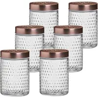 Urban Living Voorraadpot/bewaarpot Blair - 10x - 1L - glas - koperen deksel - D12 x H17 cm