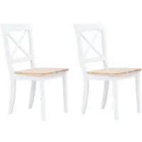 vidaXL Eetkamerstoelen 2 st massief rubberwood naturel en wit
