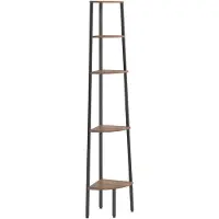 vidaXL Hoekkastje met 5 schappen 45,5x31,5x180 cm donkerbruin en zwart