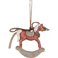Clayre & Eef Kersthanger Hobbelpaard 9 cm Rood Polyresin Kerstboomversiering Rood Kerstboomversiering