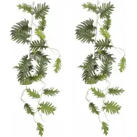 Mica Decorations Mica Decoration kunstplant slinger Philodendron Selloum - 2x - groen - 115 cm - Kamerplant snoer