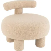 J-Line Kruk rond met stoelleuning Boucl - Warm Beige
