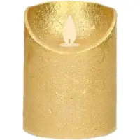 Anna's Collection - Batterijverlichting kaars wax rustiek met bewegende vlam goud 10 cm