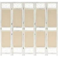 vidaXL Kamerscherm met 5 panelen 175x165 cm stof crèmekleurig