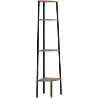 vidaXL Hoekkast met 4 lagen donkerbruin en zwart 45,5x31,5x150 cm