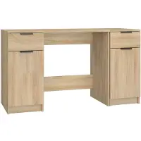 vidaXL Bureau met bijzetkast bewerkt hout sonoma eikenkleurig