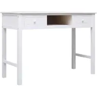 vidaXL Bureau 108x45x76 cm massief paulowniahout wit
