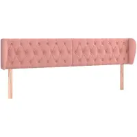 vidaXL Hoofdbord met randen 203x23x78/88 cm fluweel roze