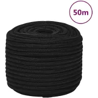 vidaXL Werktouw 12 mm 50 m polyester zwart