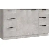 vidaXL Dressoirs 3 st bewerkt hout betongrijs