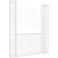 vidaXL Schanskorf U-vormig met 2 palen 140x20x200 cm ijzer