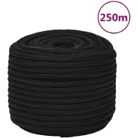 vidaXL Werktouw 14 mm 250 m polyester zwart