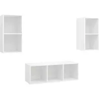 vidaXL 3-delige Tv-meubelset bewerkt hout wit