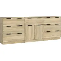 vidaXL 3-delige Dressoirs bewerkt hout sonoma eiken