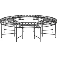 vidaXL Bank van hout, rond, Ø 160 cm, zwart, staal
