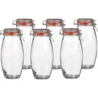 Urban Living Voorraadpot/bewaarpot - 6x - 1.9L - glas - met beugelsluiting - D12 x H25 cm