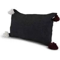 Safaary Marokkaanse pom-pom kussen antraciet 60 x 40cm