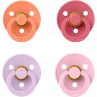 BIBS fopspeen 0-6 maand Set 4 stuks Pumpkin, Coral, Heather en Baby Pink Maat 1