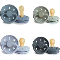 Frigg Moon Fopspeen set 4 stuks Sage,Powder Blue,Stone Blue en Slate 0-6 maand maat 1
