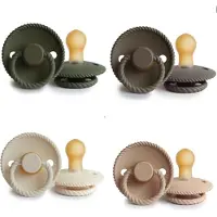 Frigg ROPE Fopspeen set 4 stuks Olive,Portobello,Cream en Croissant 6-18 maand