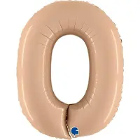 Grabo Balloons Folieballon Cijfer 0 Satin Nude - 100 cm