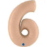 Grabo Balloons Folieballon Cijfer 6 Satin Nude - 100 cm