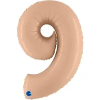 Grabo Balloons Folieballon Cijfer 9 Satin Nude - 100 cm