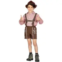 Coppens Tirolerblouse bordeau ruit kinderen - Polyester - Oktoberfest | Maat 128