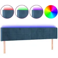 vidaXL Hoofdbord LED 183x16x78/88 cm fluweel donkerblauw