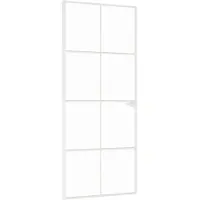 vidaXL Binnendeur 83x201,5 cm gehard glas en aluminium smal wit