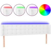vidaXL Hoofdbord LED 203x16x78/88 cm kunstleer wit