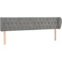 vidaXL Hoofdbord met randen 203x23x78/88 cm fluweel lichtgrijs