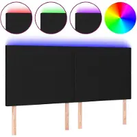 vidaXL Hoofdbord LED 200x5x118/128 cm stof zwart